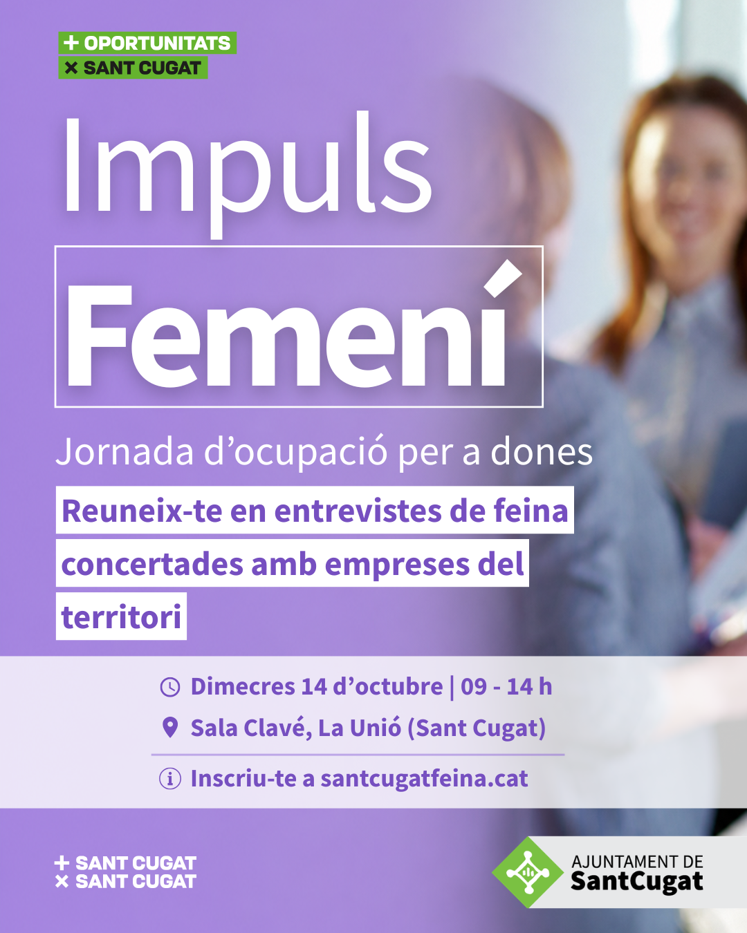 Post IG – Impuls Femení El SOM organitza la jornada “Impuls Femení” per connectar dones en recerca de feina amb empreses del territori